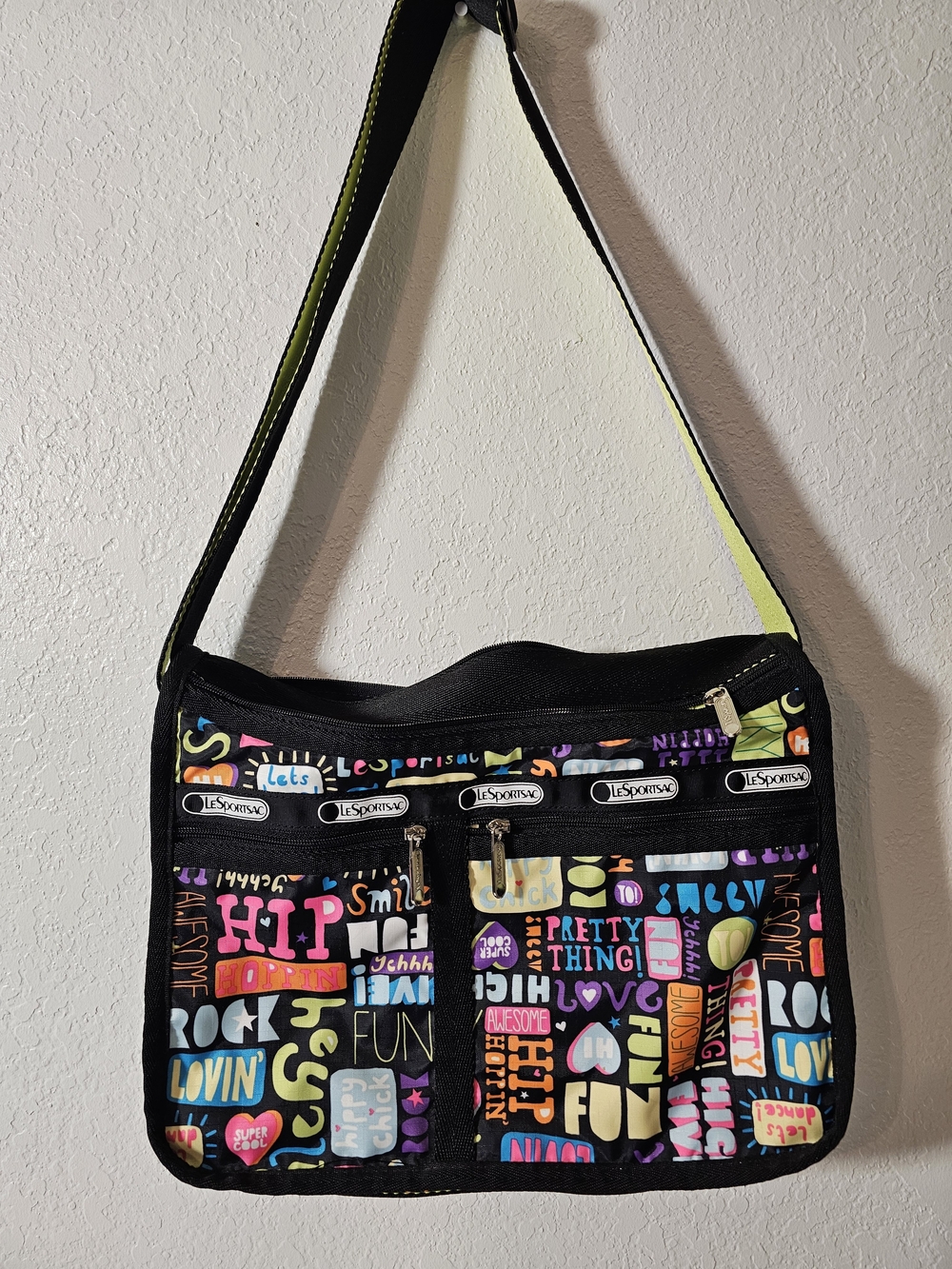 LeSportsac Black Multicolor Graphic Crossbody Bag